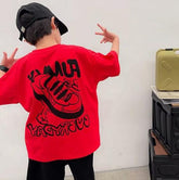 Red Elegance: Stylish Oversized Tees for Kids - 19bay